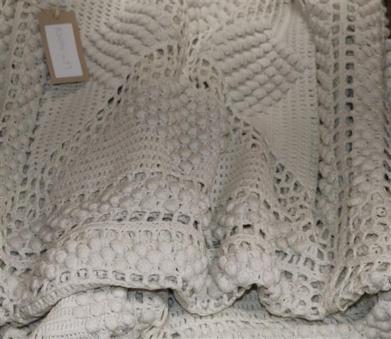 A crochet bed throw